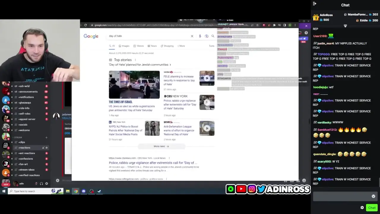 Adin Ross Calls Nick Fuentes About The Day of Hate